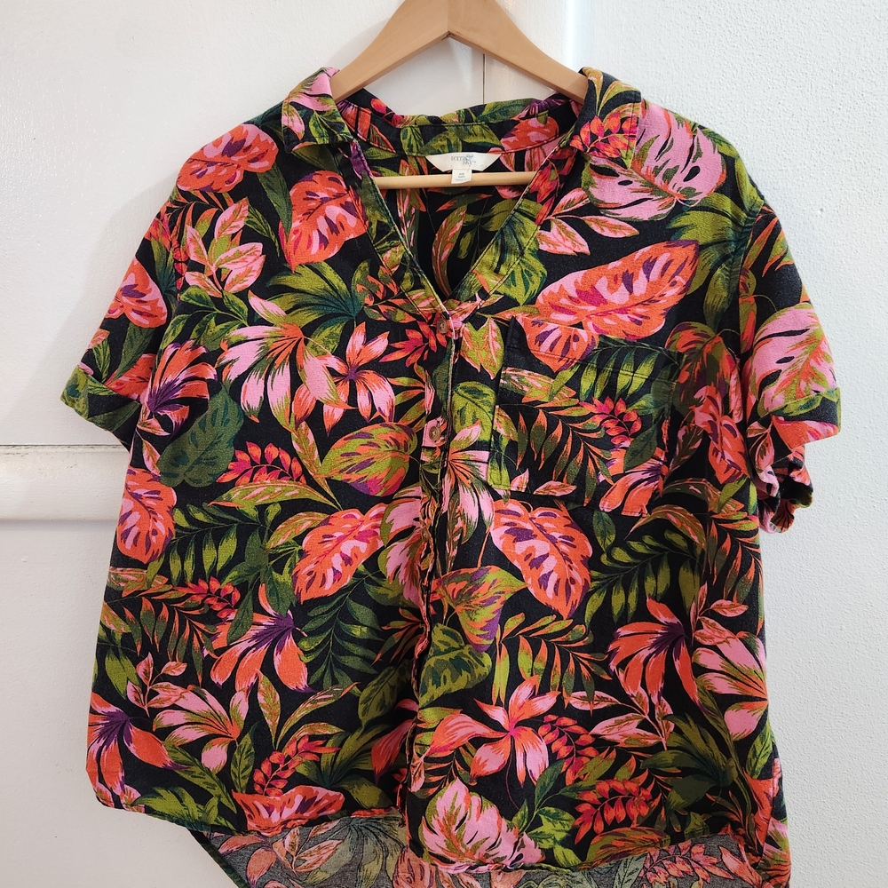 Terra & Sky Floral Print Shirt - Pink and Green